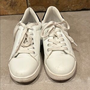 2 for $9 Ladies size 7 white with black heel accent sneakers